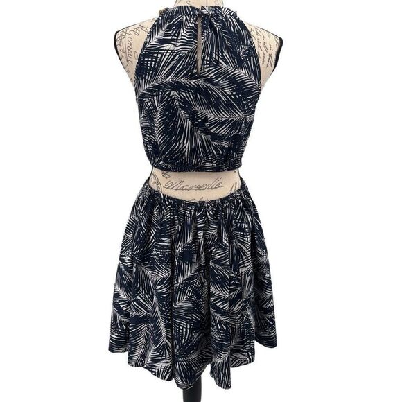 MICHAEL MICHAEL KORS Palm Stretch Organic Cotton Poplin Cutout Dress Medium - Picture 7 of 10